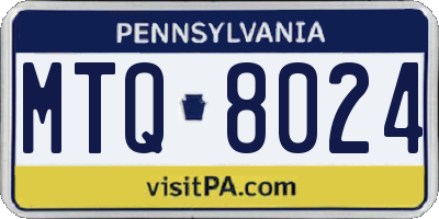 PA license plate MTQ8024