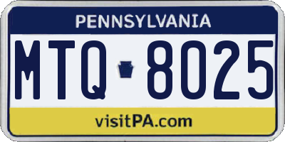 PA license plate MTQ8025
