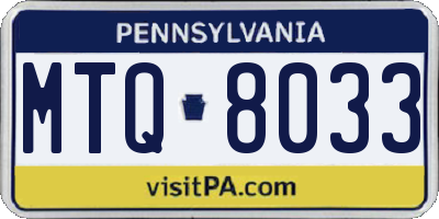 PA license plate MTQ8033