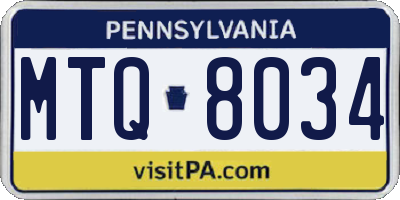 PA license plate MTQ8034