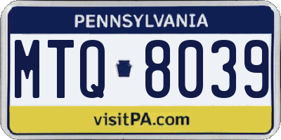 PA license plate MTQ8039