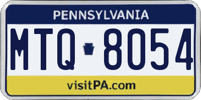 PA license plate MTQ8054