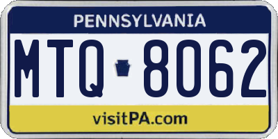PA license plate MTQ8062