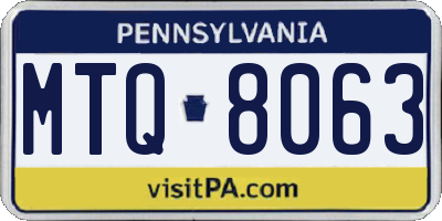 PA license plate MTQ8063