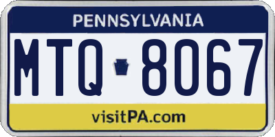 PA license plate MTQ8067