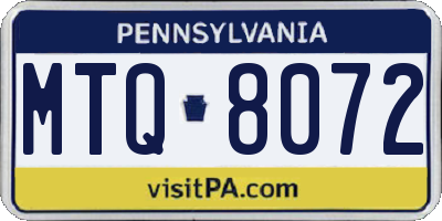 PA license plate MTQ8072