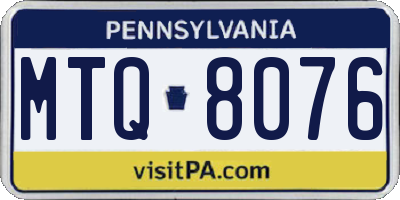 PA license plate MTQ8076