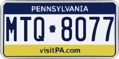 PA license plate MTQ8077