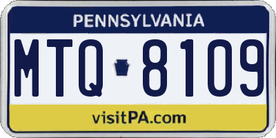 PA license plate MTQ8109
