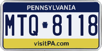 PA license plate MTQ8118