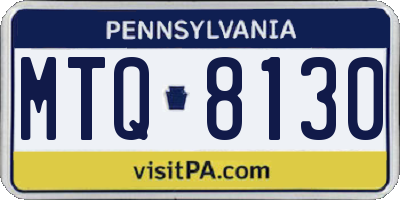 PA license plate MTQ8130