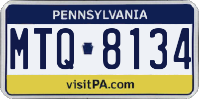 PA license plate MTQ8134