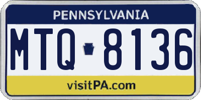 PA license plate MTQ8136