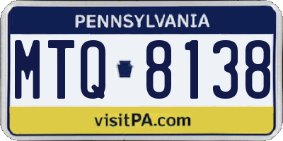 PA license plate MTQ8138