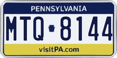 PA license plate MTQ8144