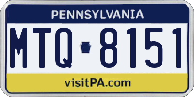 PA license plate MTQ8151