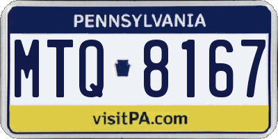 PA license plate MTQ8167