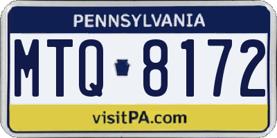 PA license plate MTQ8172