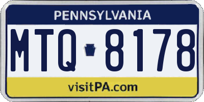 PA license plate MTQ8178