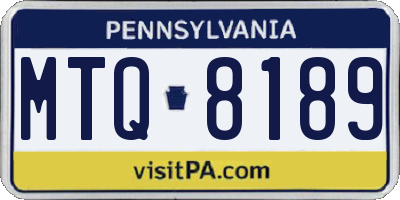 PA license plate MTQ8189