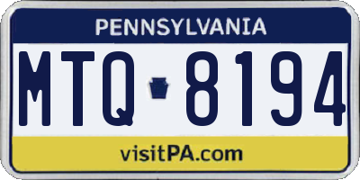 PA license plate MTQ8194