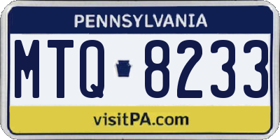 PA license plate MTQ8233
