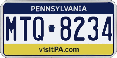 PA license plate MTQ8234