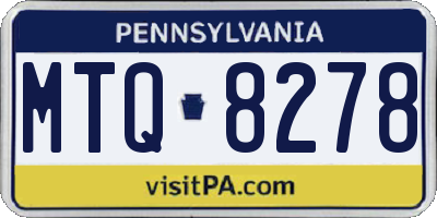 PA license plate MTQ8278
