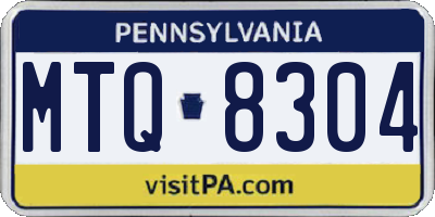 PA license plate MTQ8304