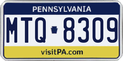 PA license plate MTQ8309