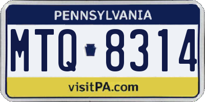 PA license plate MTQ8314