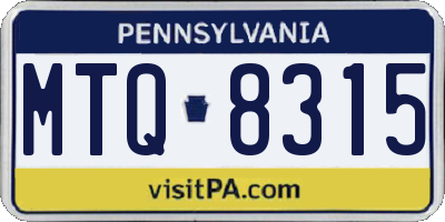 PA license plate MTQ8315