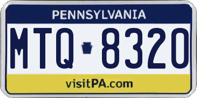 PA license plate MTQ8320