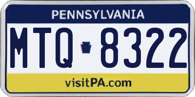 PA license plate MTQ8322