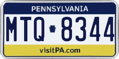 PA license plate MTQ8344