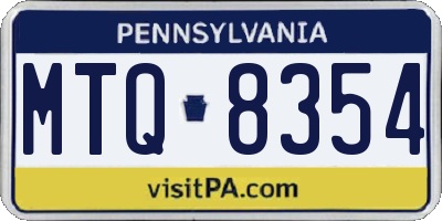 PA license plate MTQ8354