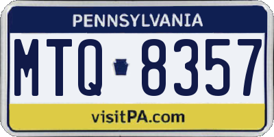 PA license plate MTQ8357