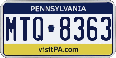 PA license plate MTQ8363
