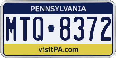 PA license plate MTQ8372