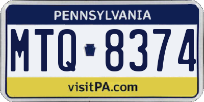 PA license plate MTQ8374