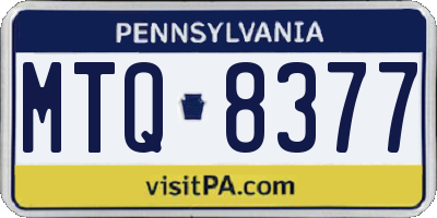 PA license plate MTQ8377