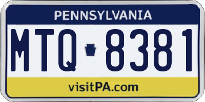 PA license plate MTQ8381