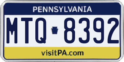 PA license plate MTQ8392