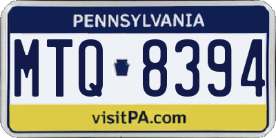 PA license plate MTQ8394