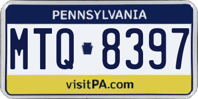 PA license plate MTQ8397