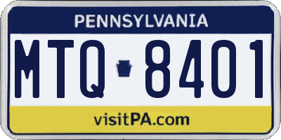 PA license plate MTQ8401
