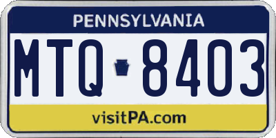 PA license plate MTQ8403