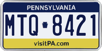 PA license plate MTQ8421