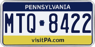 PA license plate MTQ8422