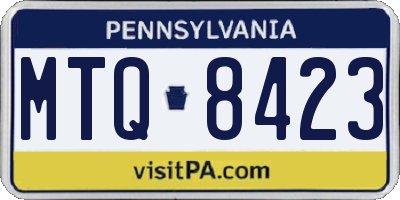 PA license plate MTQ8423